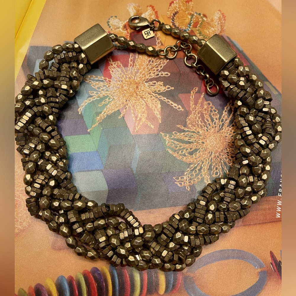 Banana Republic Braided Gold Bead Necklace